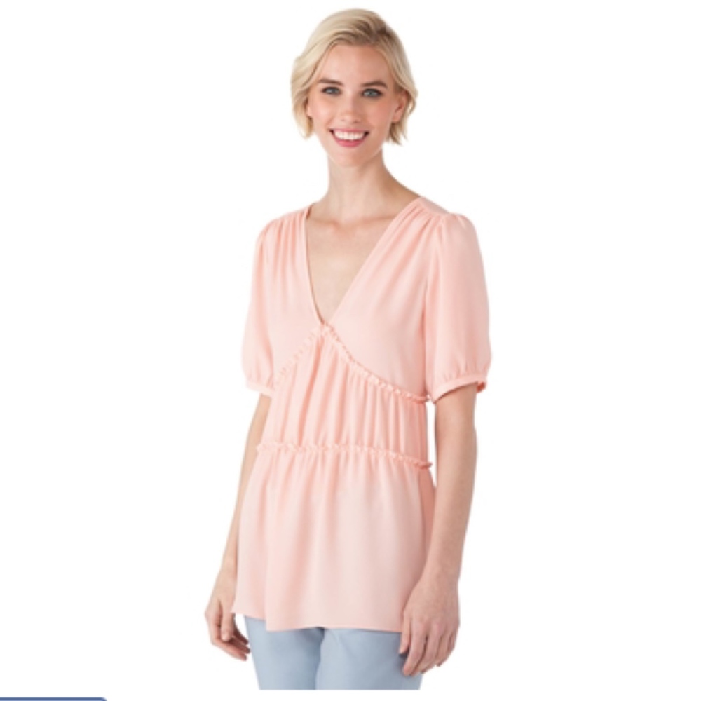 Michael Kors Rouched V Neck Top